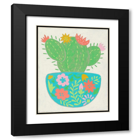 Happy Cactus IV Black Modern Wood Framed Art Print with Double Matting by Zarris, Chariklia