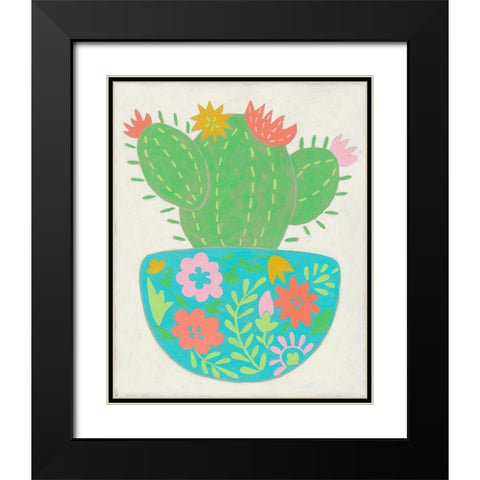 Happy Cactus IV Black Modern Wood Framed Art Print with Double Matting by Zarris, Chariklia