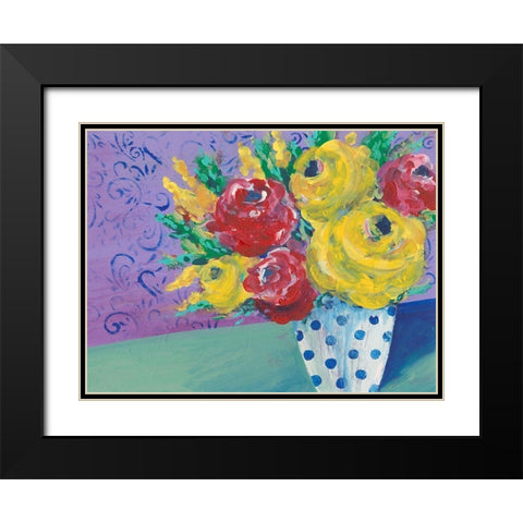 Fearless Floral I Black Modern Wood Framed Art Print with Double Matting by Moore, Regina
