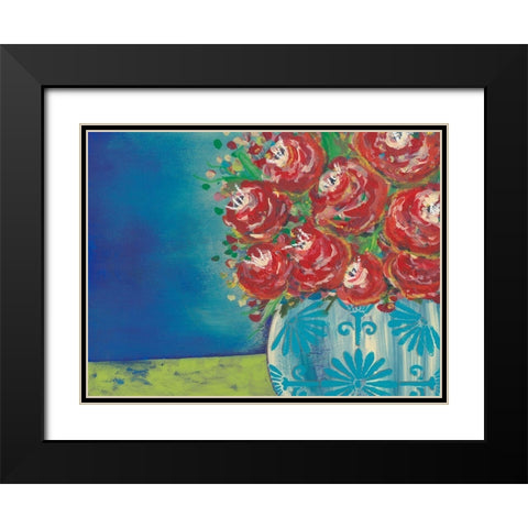 Fearless Floral II Black Modern Wood Framed Art Print with Double Matting by Moore, Regina