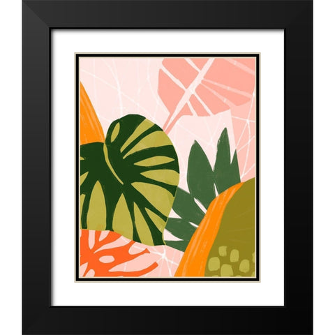 Jungle Collage I Black Modern Wood Framed Art Print with Double Matting by Vess, June Erica