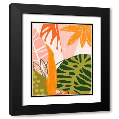 Jungle Collage II Black Modern Wood Framed Art Print with Double Matting by Vess, June Erica