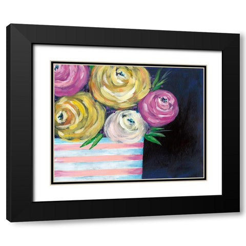 Cotton Candy Floral II Black Modern Wood Framed Art Print with Double Matting by Moore, Regina