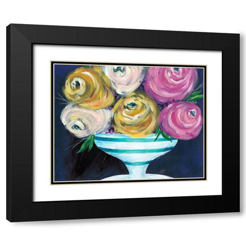 Cotton Candy Floral III Black Modern Wood Framed Art Print with Double Matting by Moore, Regina