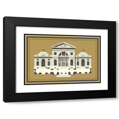 Grand Facade II Black Modern Wood Framed Art Print with Double Matting by Deneufforge