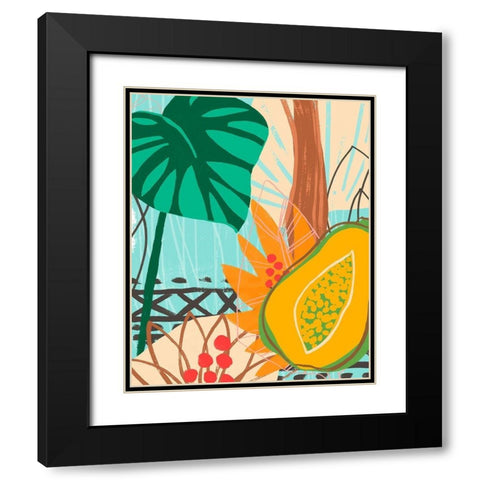 Graphic Jungle I Black Modern Wood Framed Art Print with Double Matting by Vess, June Erica