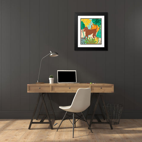 Graphic Jungle III Black Modern Wood Framed Art Print with Double Matting by Vess, June Erica