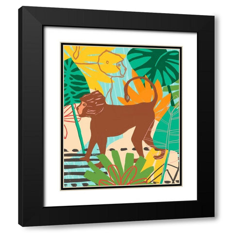 Graphic Jungle III Black Modern Wood Framed Art Print with Double Matting by Vess, June Erica