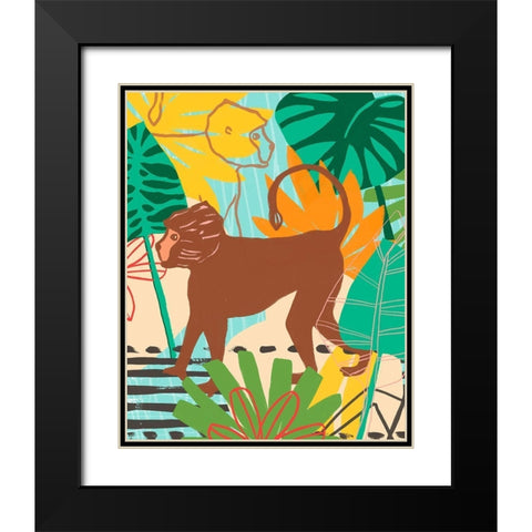 Graphic Jungle III Black Modern Wood Framed Art Print with Double Matting by Vess, June Erica