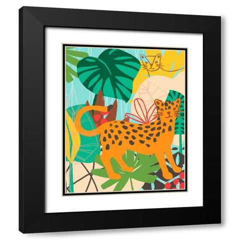 Graphic Jungle IV Black Modern Wood Framed Art Print with Double Matting by Vess, June Erica