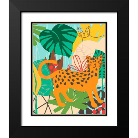 Graphic Jungle IV Black Modern Wood Framed Art Print with Double Matting by Vess, June Erica