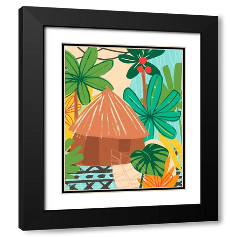 Graphic Jungle V Black Modern Wood Framed Art Print with Double Matting by Vess, June Erica