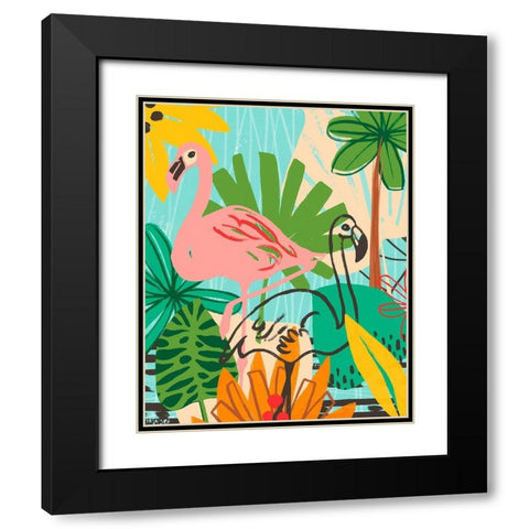 Graphic Jungle VI Black Modern Wood Framed Art Print with Double Matting by Vess, June Erica