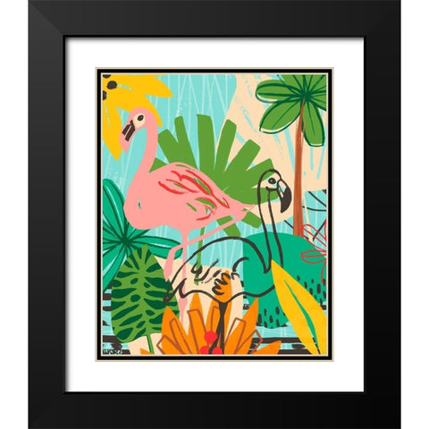 Graphic Jungle VI Black Modern Wood Framed Art Print with Double Matting by Vess, June Erica