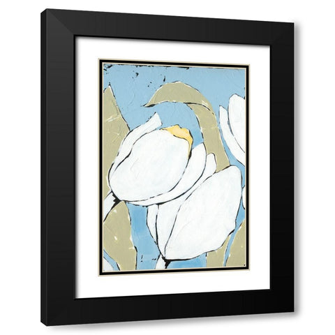 White Tulip Triptych II Black Modern Wood Framed Art Print with Double Matting by Reynolds, Jade