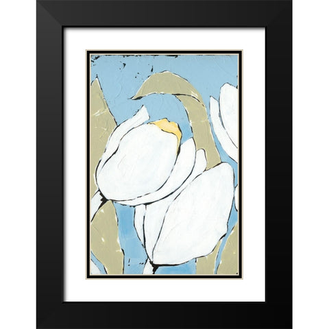White Tulip Triptych II Black Modern Wood Framed Art Print with Double Matting by Reynolds, Jade