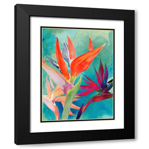 Vivid Birds of Paradise I Black Modern Wood Framed Art Print with Double Matting by Parker, Jennifer Paxton