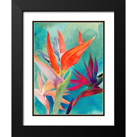 Vivid Birds of Paradise I Black Modern Wood Framed Art Print with Double Matting by Parker, Jennifer Paxton