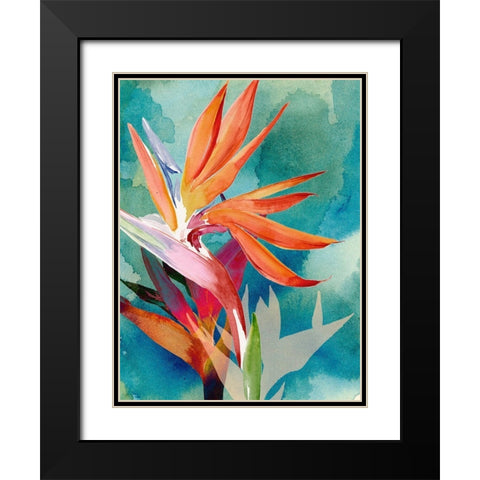 Vivid Birds of Paradise II Black Modern Wood Framed Art Print with Double Matting by Parker, Jennifer Paxton