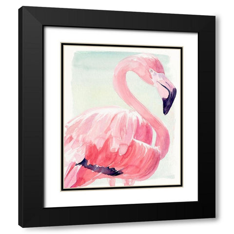 Pastel Flamingo II Black Modern Wood Framed Art Print with Double Matting by Parker, Jennifer Paxton