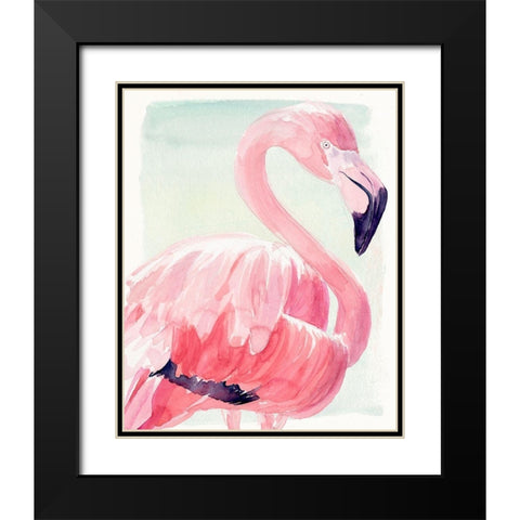 Pastel Flamingo II Black Modern Wood Framed Art Print with Double Matting by Parker, Jennifer Paxton
