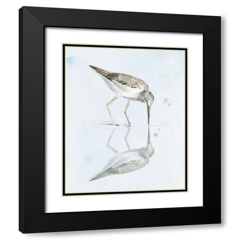 Sandpiper Reflections I Black Modern Wood Framed Art Print with Double Matting by Parker, Jennifer Paxton