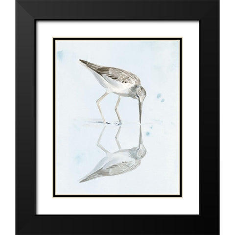 Sandpiper Reflections I Black Modern Wood Framed Art Print with Double Matting by Parker, Jennifer Paxton