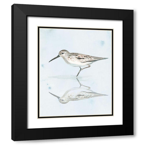 Sandpiper Reflections II Black Modern Wood Framed Art Print with Double Matting by Parker, Jennifer Paxton
