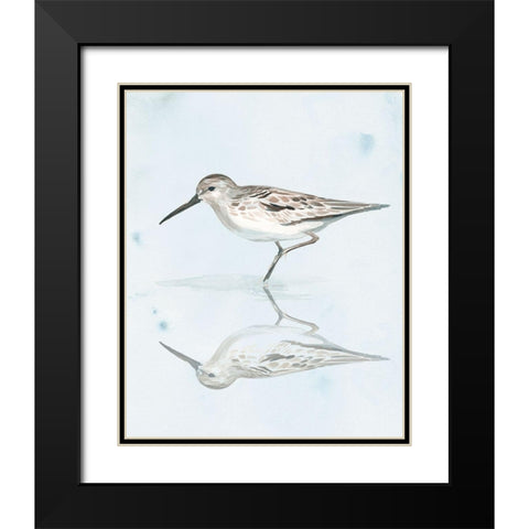 Sandpiper Reflections II Black Modern Wood Framed Art Print with Double Matting by Parker, Jennifer Paxton