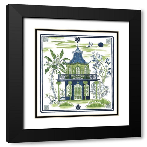 Pagoda Visit II Black Modern Wood Framed Art Print with Double Matting by Wang, Melissa