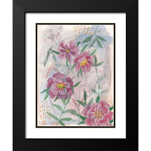 Spring Composition I Black Modern Wood Framed Art Print with Double Matting by Wang, Melissa
