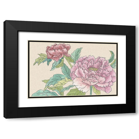 Peony Blooms I Black Modern Wood Framed Art Print with Double Matting by Wang, Melissa