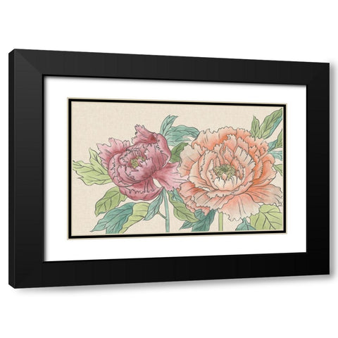 Peony Blooms IV Black Modern Wood Framed Art Print with Double Matting by Wang, Melissa