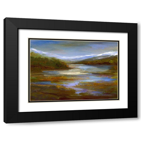 Mountain Stream Black Modern Wood Framed Art Print with Double Matting by Finch, Sheila