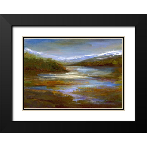 Mountain Stream Black Modern Wood Framed Art Print with Double Matting by Finch, Sheila