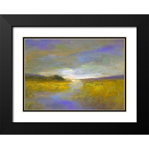 Mustard Fields at Dusk Black Modern Wood Framed Art Print with Double Matting by Finch, Sheila
