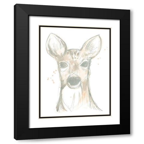 Deer Cameo II Black Modern Wood Framed Art Print with Double Matting by Vess, June Erica
