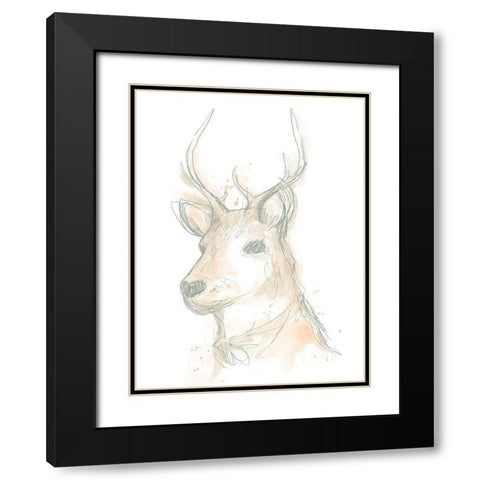 Deer Cameo III Black Modern Wood Framed Art Print with Double Matting by Vess, June Erica