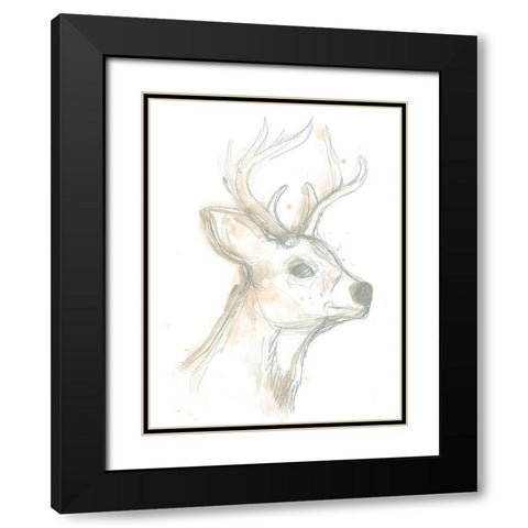 Deer Cameo IV Black Modern Wood Framed Art Print with Double Matting by Vess, June Erica