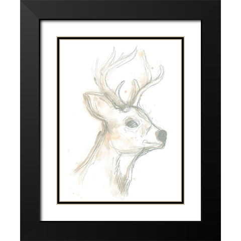 Deer Cameo IV Black Modern Wood Framed Art Print with Double Matting by Vess, June Erica