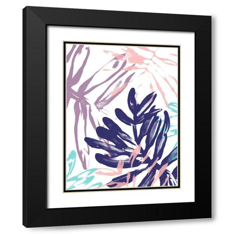 Miami Floral II Black Modern Wood Framed Art Print with Double Matting by Vess, June Erica