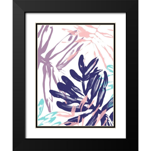 Miami Floral II Black Modern Wood Framed Art Print with Double Matting by Vess, June Erica