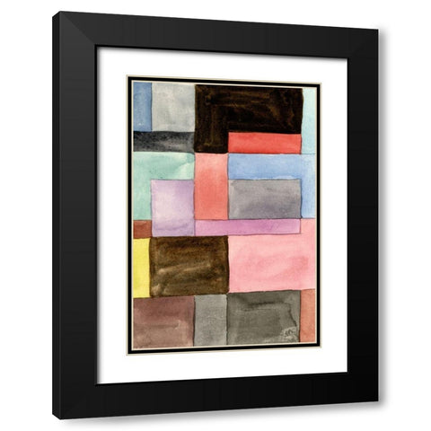 Primary Blocks II Black Modern Wood Framed Art Print with Double Matting by Wang, Melissa