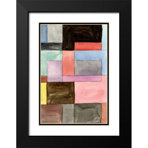 Primary Blocks II Black Modern Wood Framed Art Print with Double Matting by Wang, Melissa
