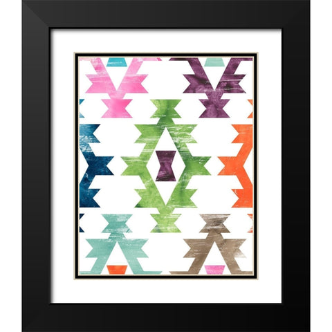 Aztec Brights II Black Modern Wood Framed Art Print with Double Matting by Vess, June Erica