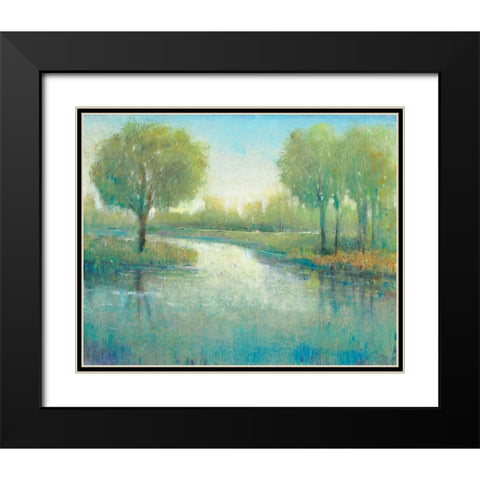 Winding River II Black Modern Wood Framed Art Print with Double Matting by OToole, Tim