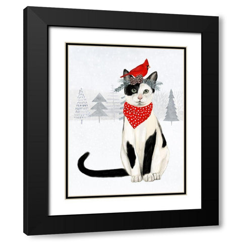 Christmas Cats and Dogs VI Black Modern Wood Framed Art Print with Double Matting by Borges, Victoria