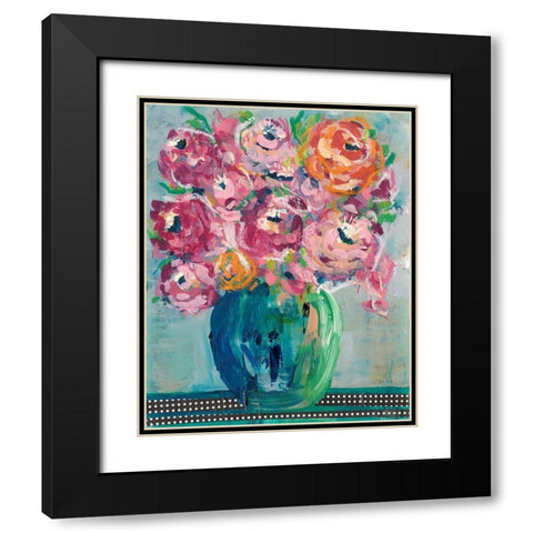 Feisty Floral II Black Modern Wood Framed Art Print with Double Matting by Moore, Regina