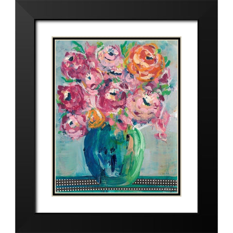 Feisty Floral II Black Modern Wood Framed Art Print with Double Matting by Moore, Regina