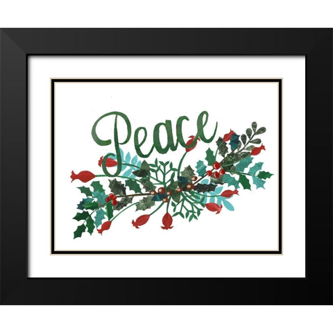 Cut Wreath Christmas II Black Modern Wood Framed Art Print with Double Matting by Moore, Regina